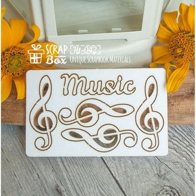 Чипборд ScrapBox - музичний набір Ноти Ht-042