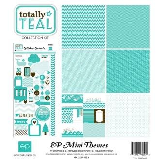Міні-набір паперу від Echo Park Totally Teal, Mini Theme, 6+1 аркушів, 30x30 см, SW3405