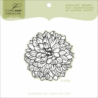 Акриловый штамп Lesia Zgharda FL039b Цветок большой контур, размер 5x5 см