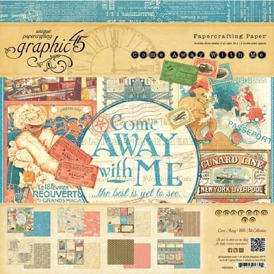 ЦЕНА СНИЖЕНА! Набор скрапбумаги Graphic 45 - Come Away With Me - Pad, 30х30 см, двусторонняя, 8 листов