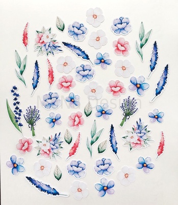 Набор высечек от Mona Design — Цветы, коллекция Однажды в Париже, 52 элемента