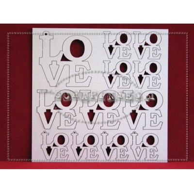 Чипборд Scrapiniec - LOVE подвески, 12 штук