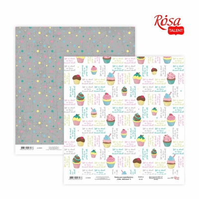 Бумага для скрапбукинга от ROSA TALENT - Cake delicious 5, двусторонняя, 30х30см, 200г/м2