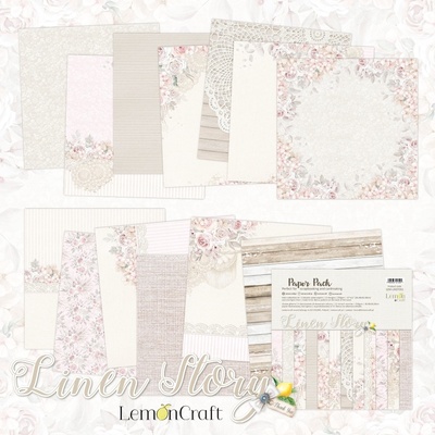 Набiр паперу для скрапбукiнгу Lemoncraft - Linen Story, 30.5x30.5см