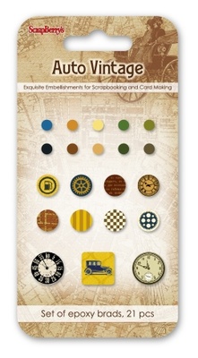 Набор брадсов от Scrapberry's - Автовинтаж, 21 шт