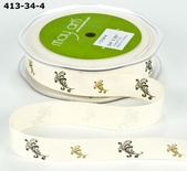 Стрічка Solid Ivory - Black & Gold Print Scrolls, ширина 19 мм, довжина 90 см