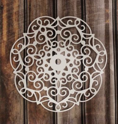 Вирубка з білого картону - Серветка ажурна #18, діаметр 10,4 см, 2