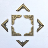 Набор накладных металлических уголков, цвет старая латунь, 24х24х3мм, 4 шт.