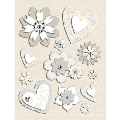 Наліпки від K&Company - "Серця і квіти", 13 шт.