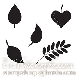 Набор мини-штампов N016b Листья, 5 штук