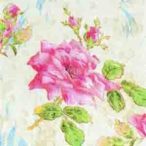 Серветка для декупажу "Троянда", колір фону: кремовий, розмір: 33x33 см