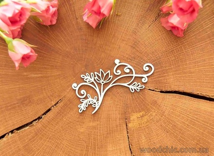 Чипборд від WOODchic - "Квітковий завиток", 7x3.2см