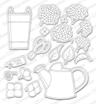 Набір ножів та штампів від Impression Obsession - Hydrangea Blooms - CL739 + DIE494-YY - Гортензія