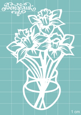 Чипборд від Вензелик - Ваза з квітами 05, розмір: 59x88 мм