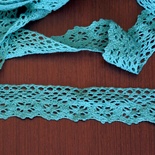 Мереживо бавовняне, в’язане, колір бірюзовий, ширина 4 см, довжина 90 см