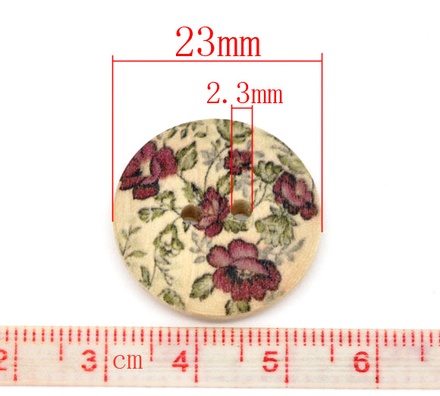 Деревянная пуговица Multicolor Flower  B10666, диаметр 23 мм, 1 шт.