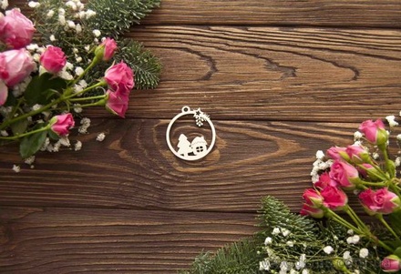 Чипборд от WOODchic - Новогодний шар домик и елочка с звездочкой, 4.5х5 см
