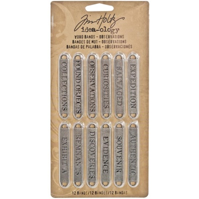 Полосы металлические от Tim Holtz - Idea-ology - OBSERVATIONS- Word Bands, 0,9x5,7 см