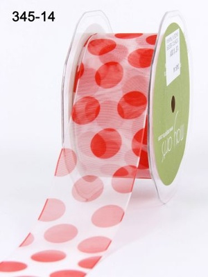 Стрічка Sheer/Jumbo Dot - Red, колір: червоний, ширина 3,8 см, 90 см