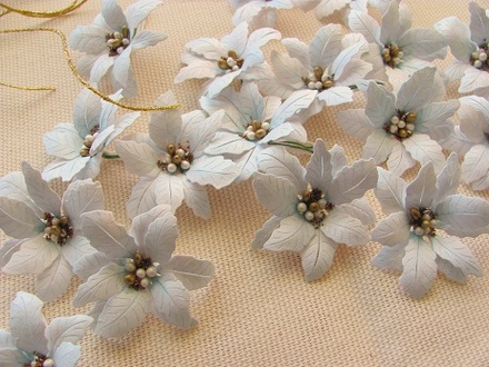 Уютный декор от LESHCHENKO - Набор бумажных цветов «Пуансеттия 02», бледно - голубые, 4 шт.