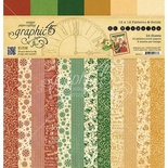 Набір скрап-паперу Graphic 45 - St Nicholas - Patterns and Solids Pad, 30x30 см, двосторонній, 12 аркушів