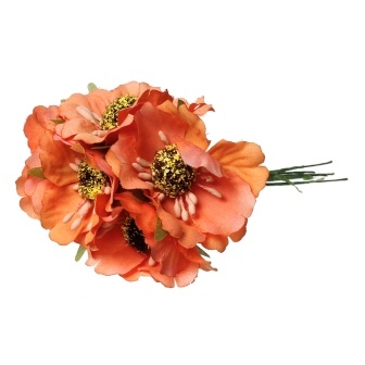 Мак, цвет оранжевый, 11см, диаметр цветочка 4 см, 1шт.