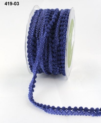 Тасьма з помпонами Mini Pom Pom, розмір 10 мм, колір синій, 90 см