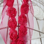 Стрічка з Трояндочками, колір: малиновий, ширина 18 мм, 30 см