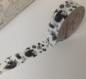 Паперовий скотч з принтом "Швейні приналежності", ширина 15 мм, довжина 8 м