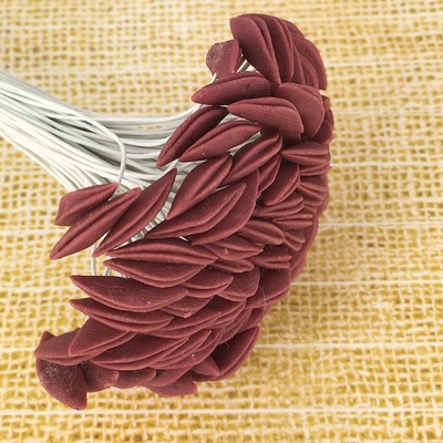 Тычинки для лилии на проволоке, цвет коричнево-бордовый, 5 шт.