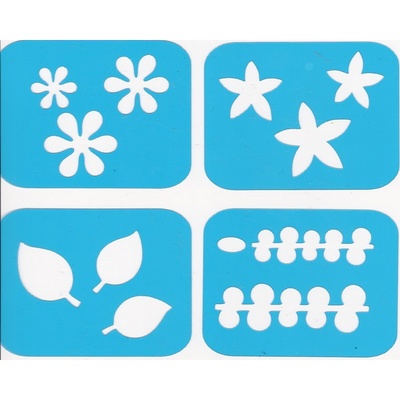 Набір трафаретів - Фабрика Декору - Міні-флора 01, 4 штуки, 7x7 см кожен