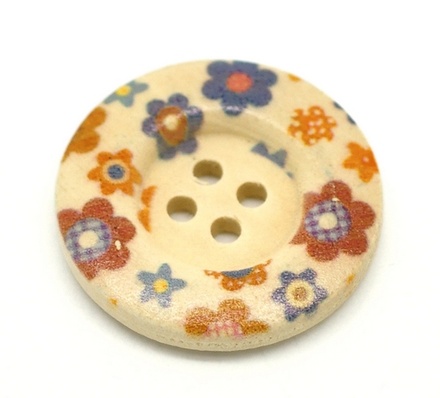 Дерев’яний ґудзик Multicolor Flower B12367, діаметр 30 мм, 1 шт.