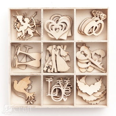 Набір деревʼяних прикрас dpCraft (Dalprint) - Wedding, 45шт.