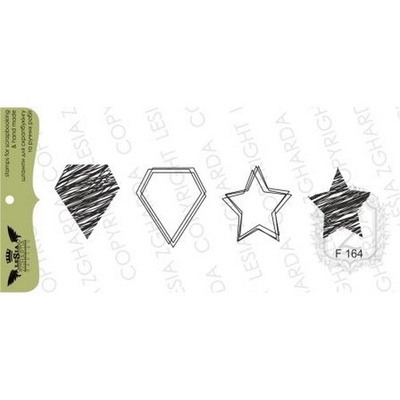 Набор акриловых штампов Lesia Zgharda F164 Брюлики и звездочки дудлинг, 4 шт