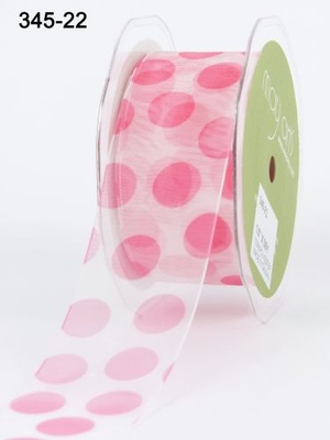 Стрічка Sheer/Jumbo Dot - Hot Pink, колір: рожевий, ширина 3,8 см, 90 см