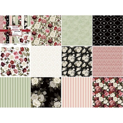 Набір скрап-паперу Peony passion 20x20см, ТМ Фабрика Декору