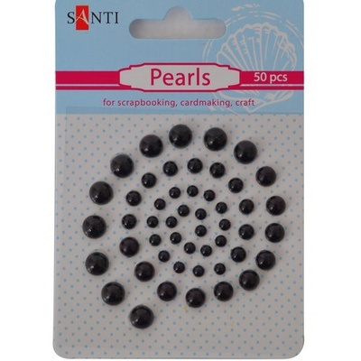 Набір перлин на клейовій основі чорних, 50 шт., ТМ Santi