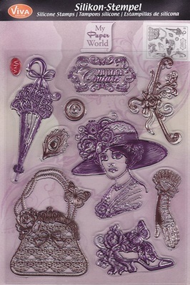 Набор акриловых штампов от Viva-decor "Винтажная мода", размер 14 x 18 см.