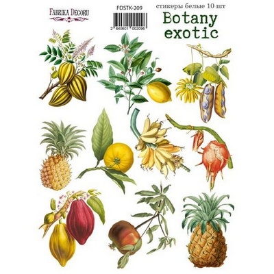 Набір наліпок (стікерів) 10 шт. Botany exotic 209, ТМ Фабрика Декору