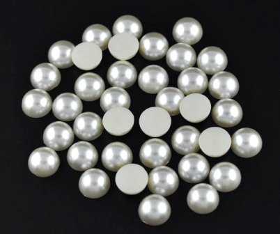 Напівнамистини, імітація перлинок, 11 мм, колір молочний, 10 шт.