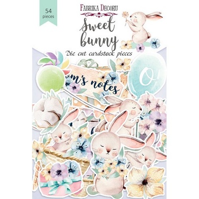 Набір висічок для скрапбукінгу, колекція Sweet bunny 54 шт., ТМ Фабрика Декору
