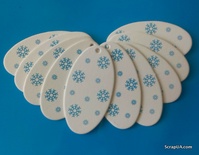 Набір тегів з білого картону з синім принтом "Сніжини", 260 г/м², 10, 10 штук, 85x45м