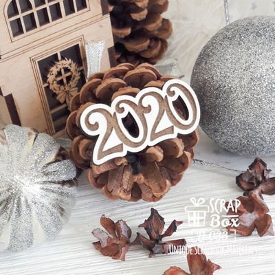 Деревʼяна фішка ScrapBox - Фішка 2020 Fl-033