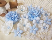 Набір квітів з тканини (15шт.), 2,5 см - 4,5 см