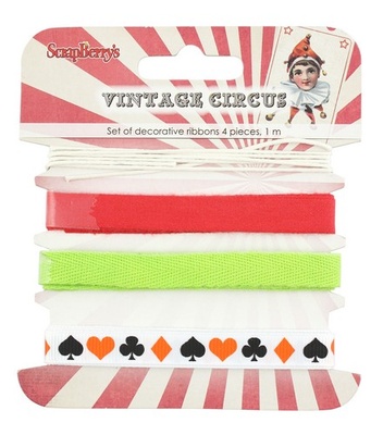 Набір декоративних стрічок від ScrapBerryʼs - Старий цирк, 4шт. по 1м