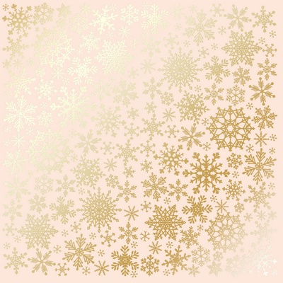 Аркуш одностороннього паперу з фольгуванням Golden Snowflakes Beige, ТМ Fabrika Decoru
