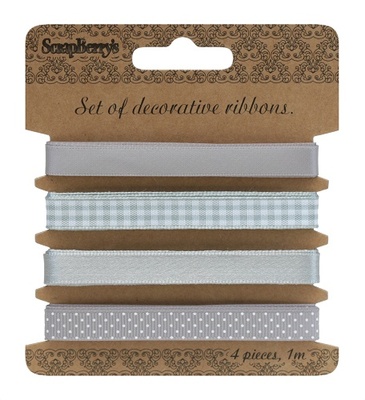 Набор декоративных лент от Scrapberry's, Серые, 4 шт. по 1 м
