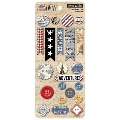 Ґудзики Teresa Collins - Far & Away - Chipboard Buttons