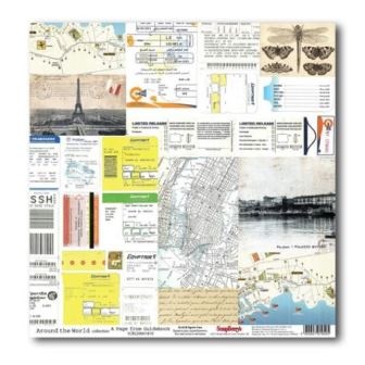 Лист бумаги для скрапбукинга  от ScrapBerry's - Вокруг Света - Путеводитель