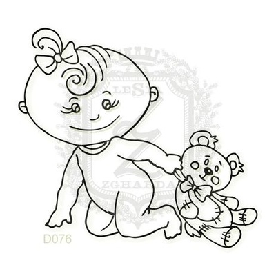 Акриловий штамп Lesia Zgharda дитина з іграшкою D076, розмір 5,6x5,1 см